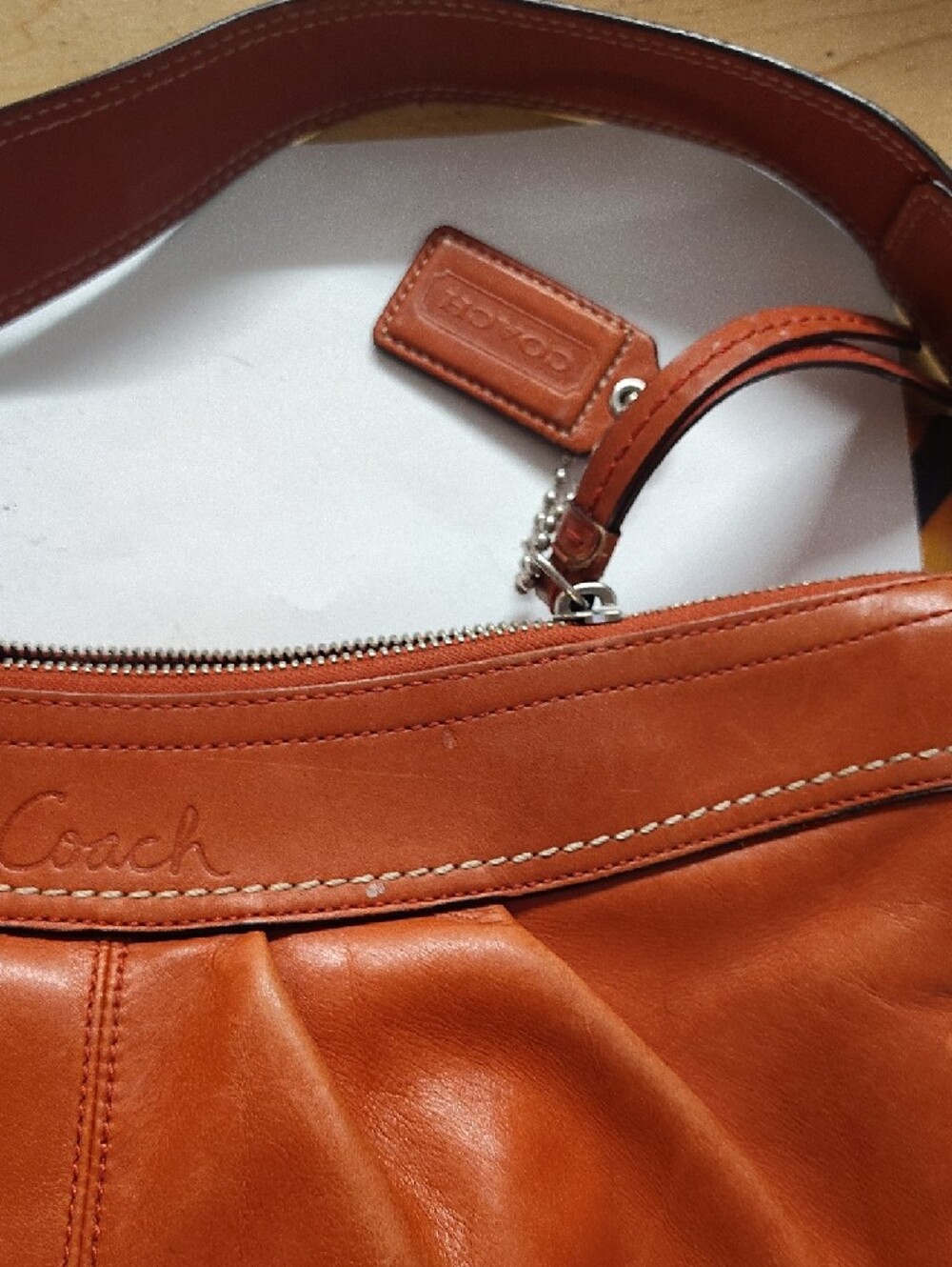 Coach Burnt Orange Leather Shoulder Hobo - Picture 3 of 9